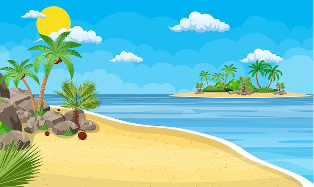 Premium Vector | Landscape of palm tree on beach.