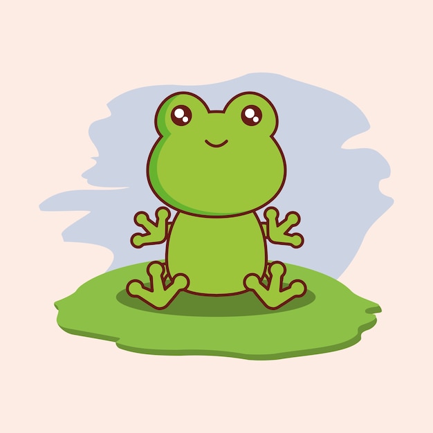 Premium Vector Landscape With Cute Frog Icon Over White Background