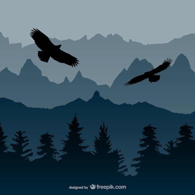 Landscape with eagles vector