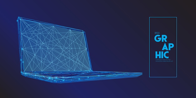 Laptop computer composed of polygons. Premium Vector