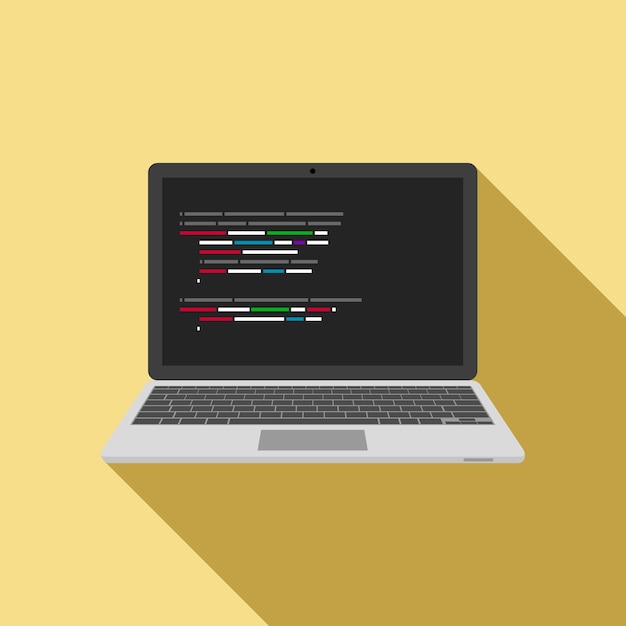 Premium Vector Laptop Icon With Code Editor On Screen