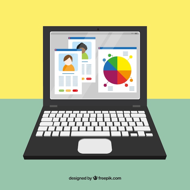 Download Free Vector | Laptop with web elements