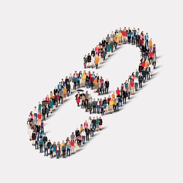 A large group of people in the form of chain link . Premium Vector