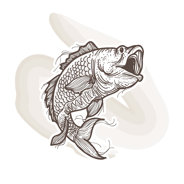 Download Large mouth bass jumping | Premium Vector
