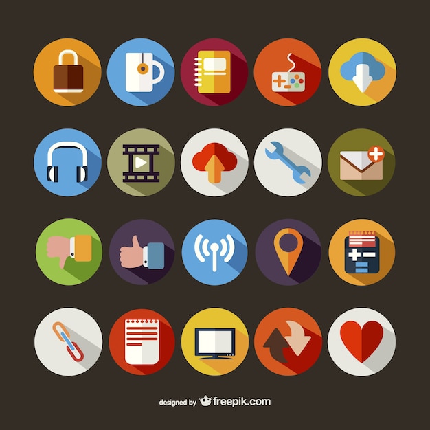 Download Large round icons pack Vector | Free Download