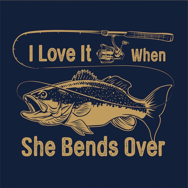 Download Largemouth bass fishing with rod and typography i love it ...