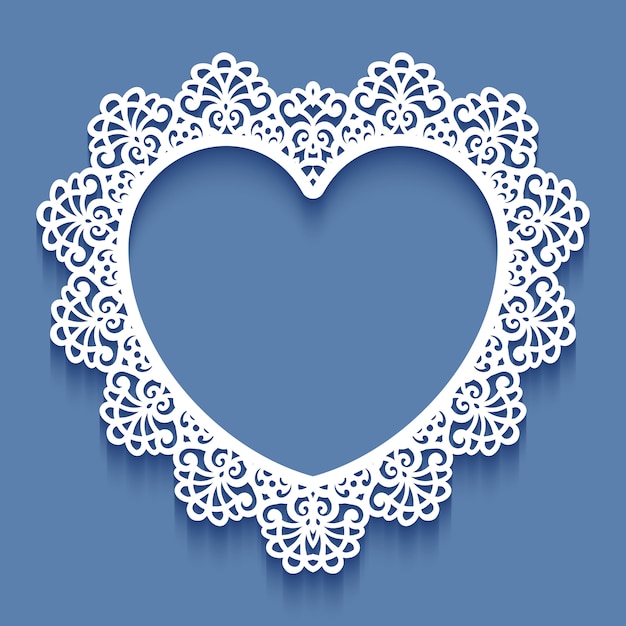Download Laser cut paper lace frame in the shape of heart ...