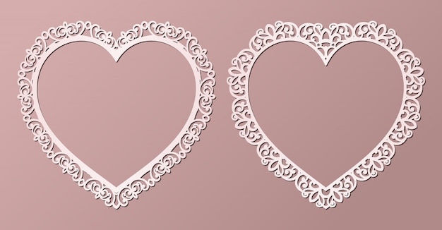 Download Laser cut paper lace frames in the shape of heart ...