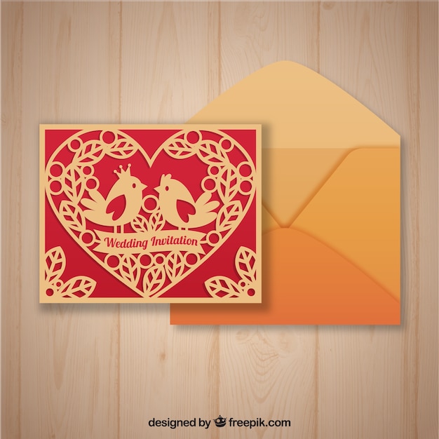 Laser Cut Template And Envelope With Flat Design Free Vector