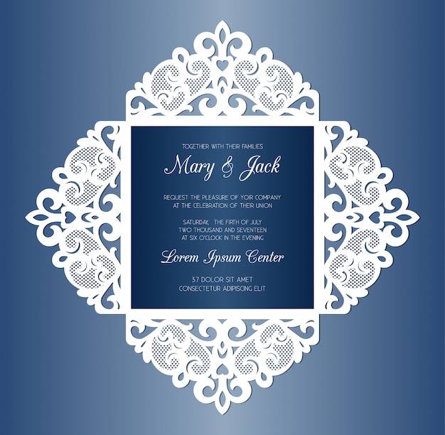 Download Premium Vector | Laser cut wedding invitation four fold ...