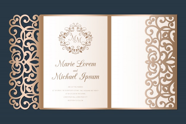 Premium Vector Laser Cut Wedding Invitation Tri Fold Pocket Envelope Template,Interior Design Projects