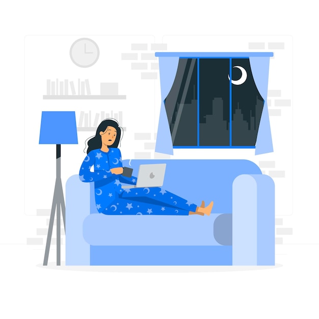 Late at night concept illustration Free Vector