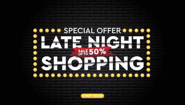 Premium Vector | Late night sale wall template.