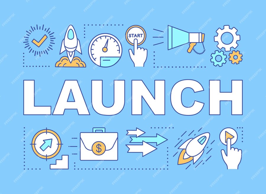 premium-vector-launch-word-concepts-banner-start-business-startup-open-company-launch