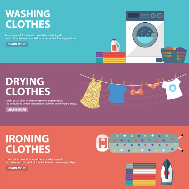  Laundry  banners  collection Vector Free Download