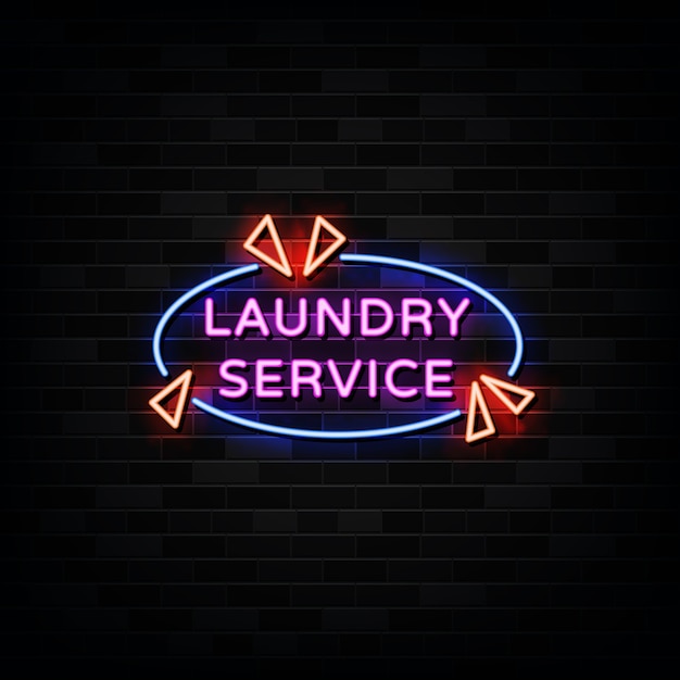 Premium Vector | Laundry cervice neon sign, neon style