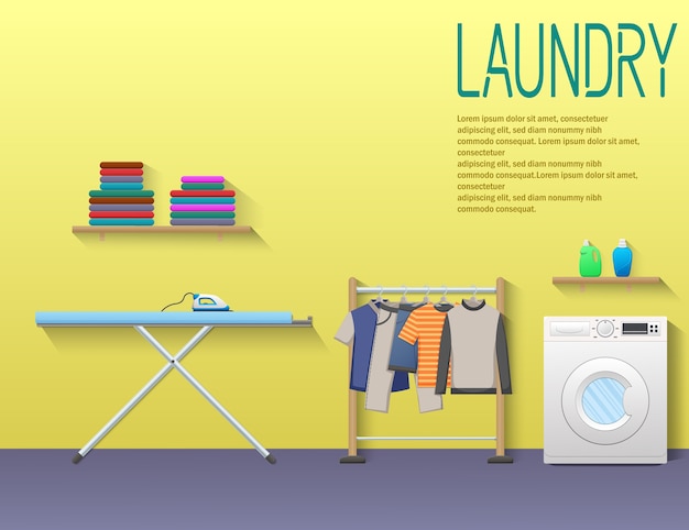 Premium Vector Laundry Service Banner With Washing Machine