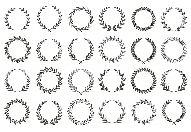 Download Premium Vector | Laurel wreath. vintage heraldry branching leaf wreaths, laurels leaves and ...