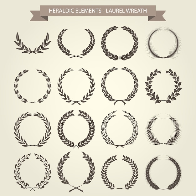 Premium Vector | Laurel wreaths set in different style