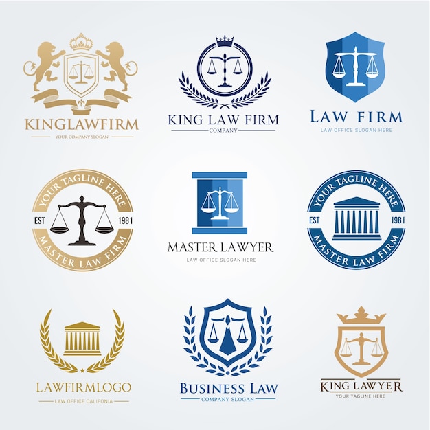 Law Firm Logo Icon Vector Design Lawyer Logo Design Set Premium