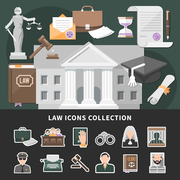 Free Vector Law Icons With Set Of Isolated Emoji Style Justice Icons