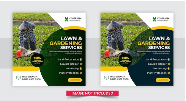 Premium Vector | Lawn garden or landscaping social media post instagram ...