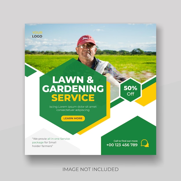 Premium Vector | Lawn gardening service social media banner and farming ...