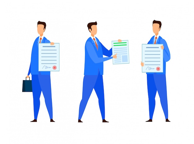 Lawyer, notary assistant vector characters set Premium Vector