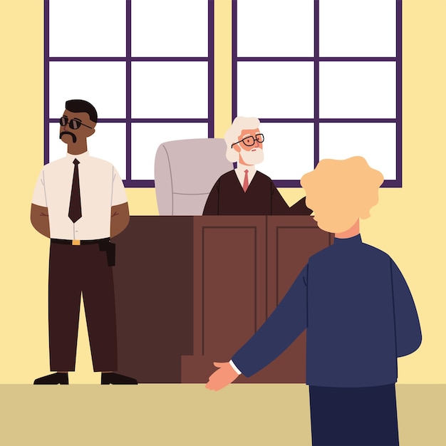 Premium Vector | Lawyer talking to judge