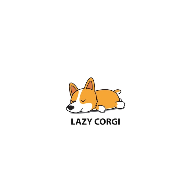 Premium Vector | Lazy corgi, cute puppy sleeping icon