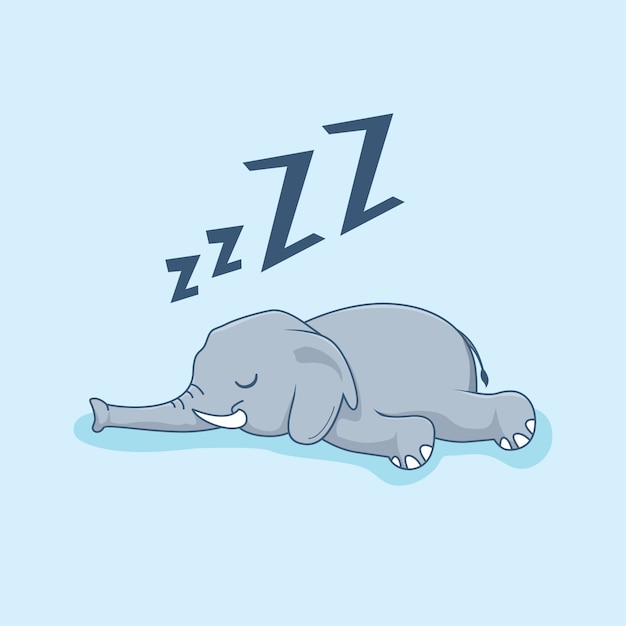 Lazy elephant cartoon animals sleep | Premium Vector