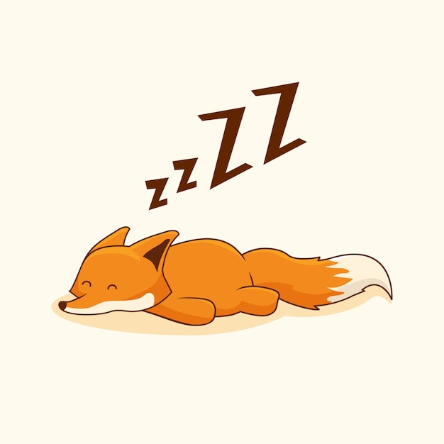 Premium Vector | Lazy fox cartoon animals sleep
