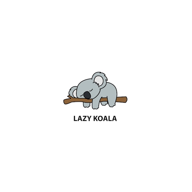 Lazy koala sleeping on a branch cartoon, vector illustration Premium Vector