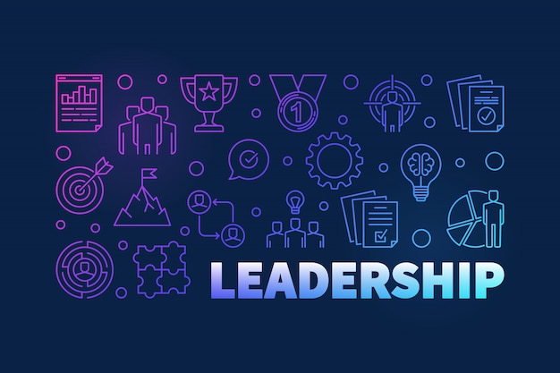 Premium Vector | Leadership colored horizontal outline illustration