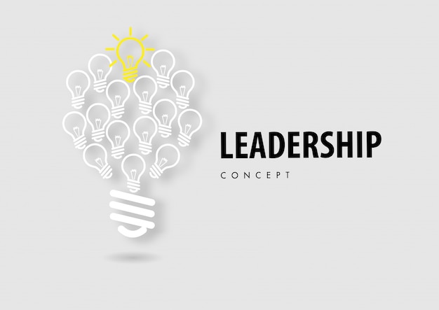  Leadership concept with line icon paper cut style vector