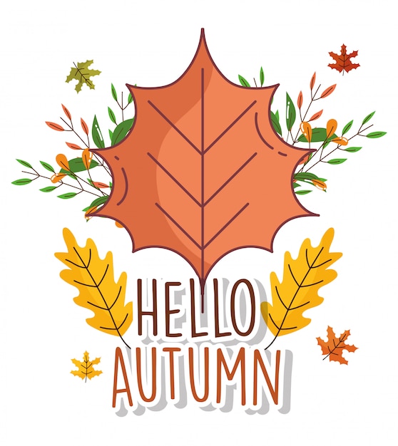 Premium Vector Leaf Hello Autumn Greeting Card