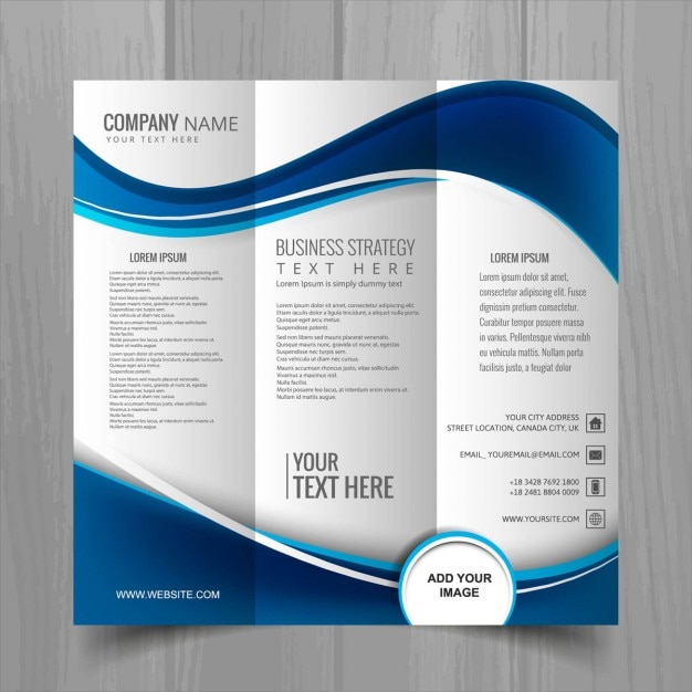 Free Vector | Leaflet with blue wavy shapes