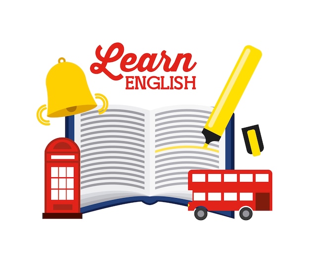 Download Learn english design, vector illustration eps10 graphic | Premium Vector