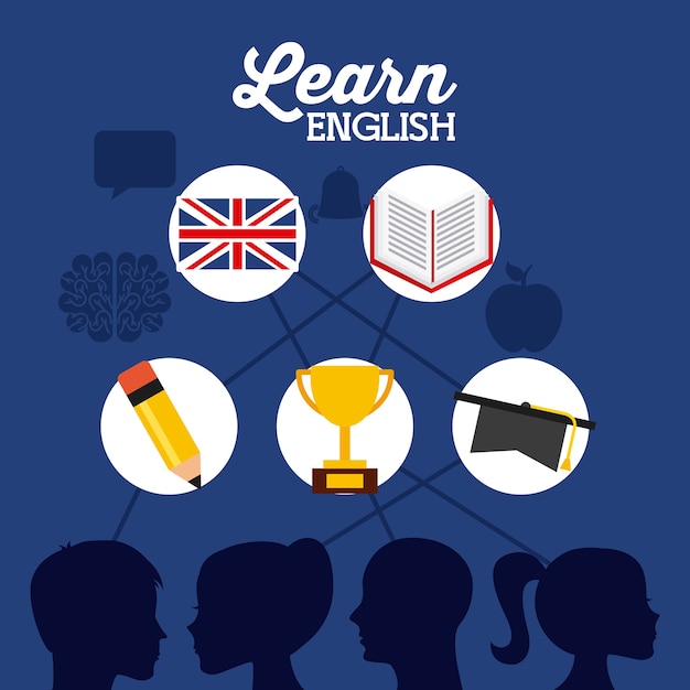 Download Learn english design, vector illustration eps10 graphic | Premium Vector