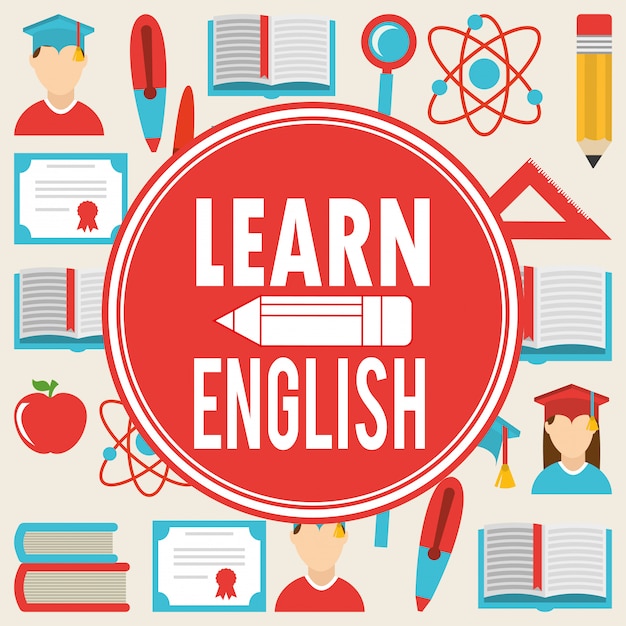 Learn english design Free Vector