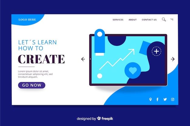 Learn how to create business landing page Free Vector
