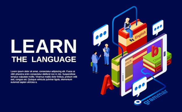 Learn Language Illustration Study Of Foreign Languages Concept Vector Free Download