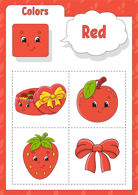 Download Learning colors. red color. flashcard for kids. cute ...