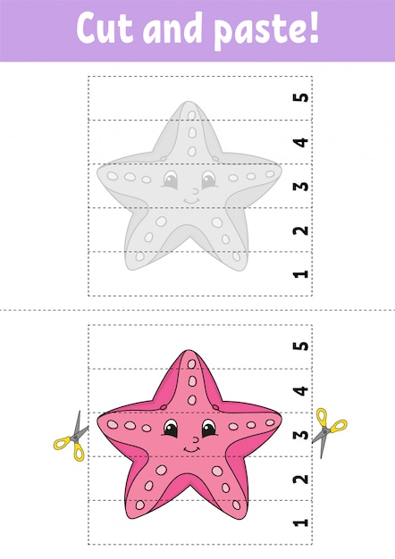 premium vector learning numbers 1 5 cut and glue starfish character