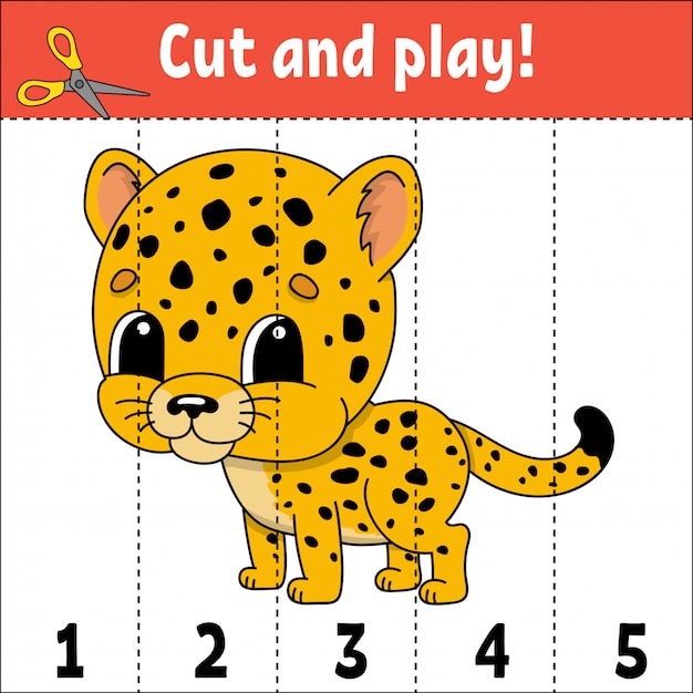 learning-numbers-cutting-worksheet-cheetah-premium-vector