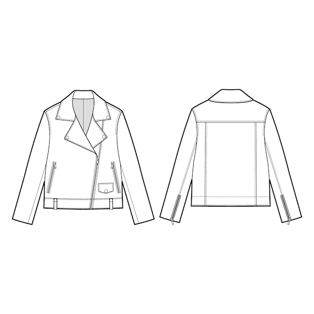 Leather jacket fashion flats template Premium Vector
