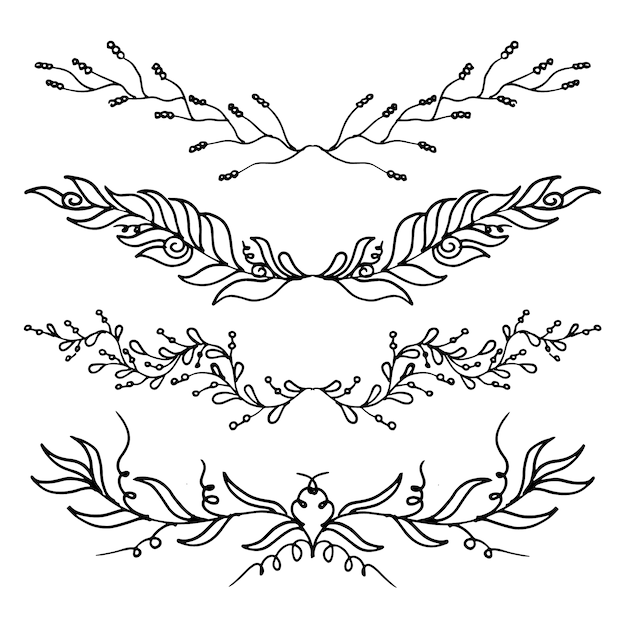 Leaves ornaments collection Vector Free Download