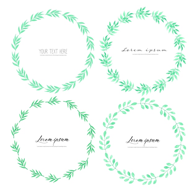 Download Leaves watercolor circle frame, minimalistic vector frame with leaves watercolor, botanical ...