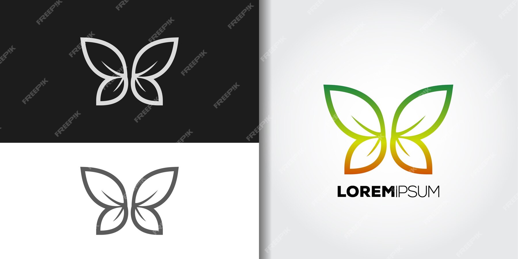 Premium Vector | Leaves wings logo set