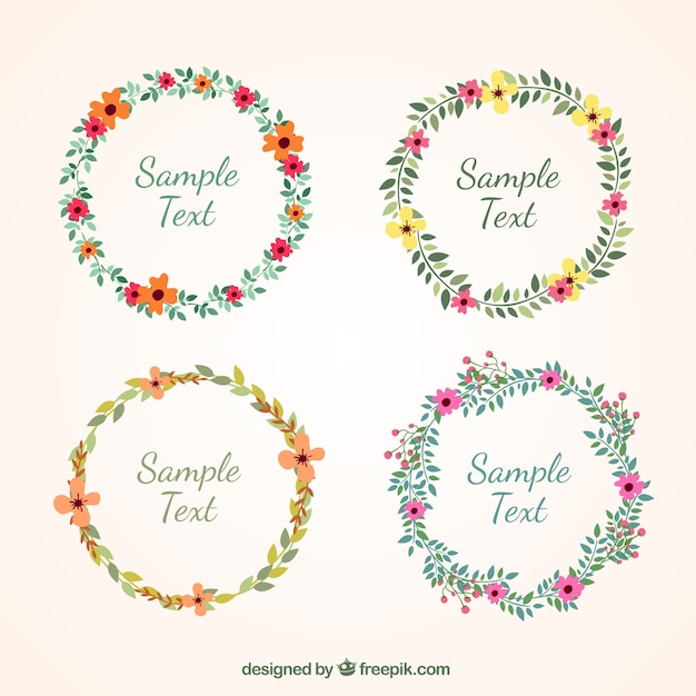 Free Vector | Leaves wreaths collection